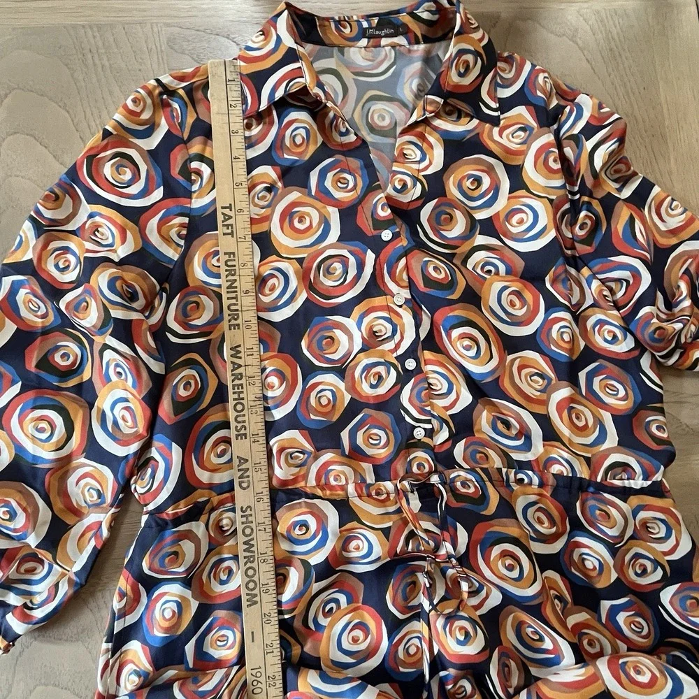 J McLaughlin Mollie Dress NEW Large Silk Blend Midi Mod Rose Pop Floral Career - Picture 6 of 11